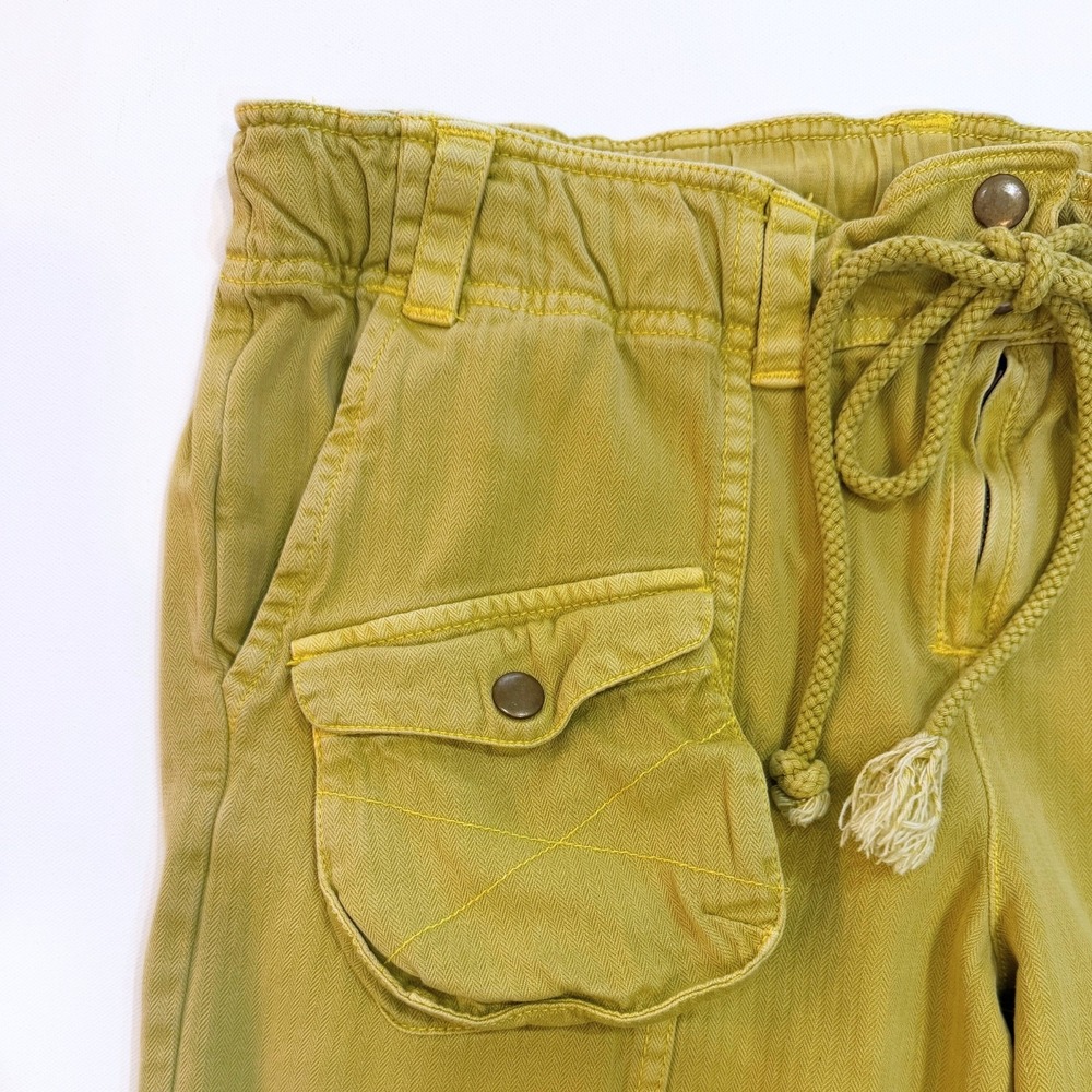 Free People We the Free Tahiti Cargo Pants Citronelle Yellow Size Medium EUC - Picture 4 of 9